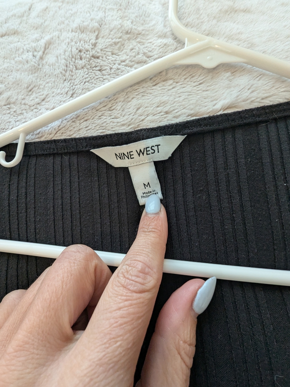 Nine West Black Ribbed Knit Tank